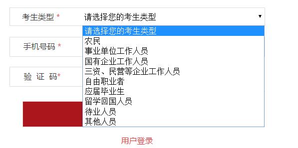 国家公务员考试报名考生类别选项