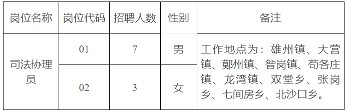 2024河北省保定市雄县公共服务局招聘司法协理员10人公告