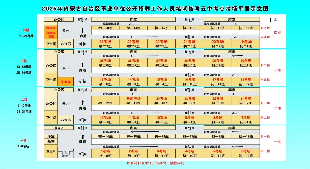 临河区第五中学考场平面图