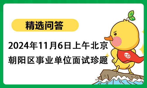 2024年11月6日上午北京市朝阳区事业单位面试珍题